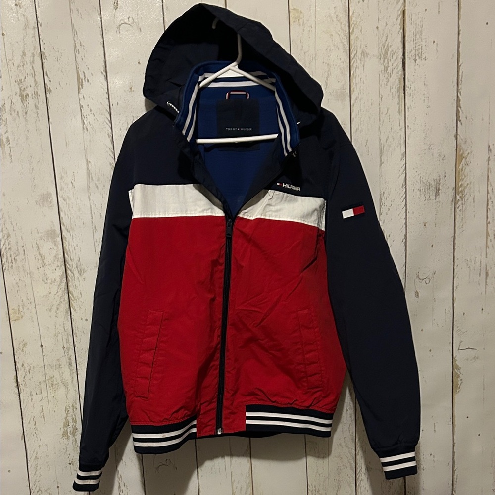 Tommy Hilfiger Red and Blue Hooded Jacket